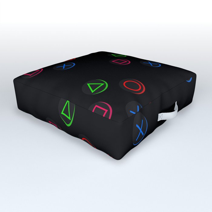 PS4 controller buttons neon aesthetics Outdoor Floor Cushion