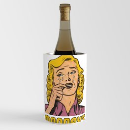 Monday mood - monday haters club - vintage girl crying mid century hand drawn illustration Wine Chiller