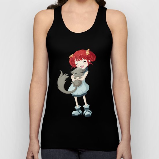 Girl and a Cat Unisex Tank Top