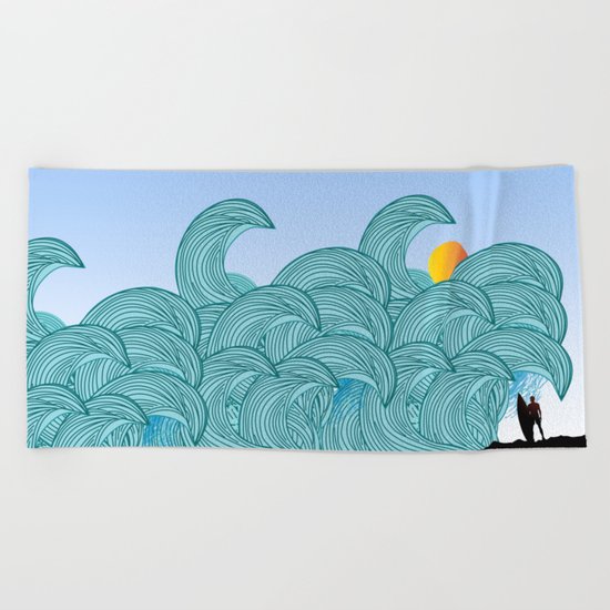 surfing 3 Beach Towel