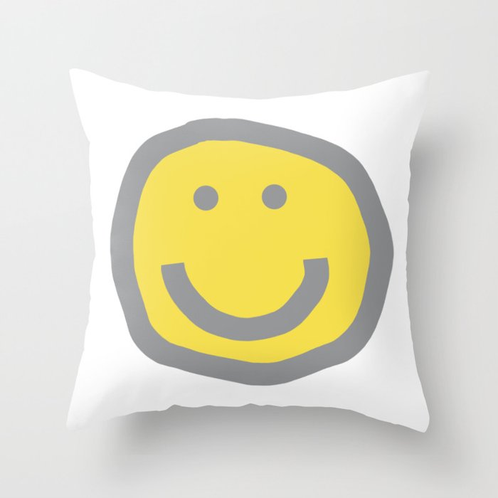 Round Happy Face with Smile Throw Pillow