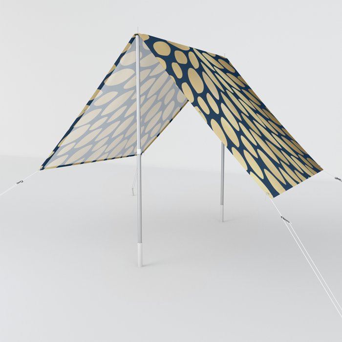 Gold and Navy Floral Bloom Sun Shade