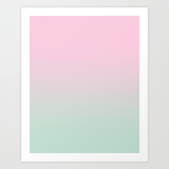 Keelee - ombre pastels minimal canvas art painting sunset nursery baby room art Art Print