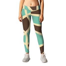 Messy Scribble Texture Background - Green Sheen And Royal Brown Leggings