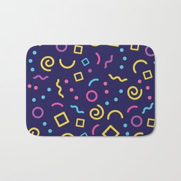 Neon waves and squares Bath Mat