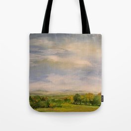 Scenic Autumn Late Afternoon in Vermont Nature Art Landscape Oil Painting Tote Bag