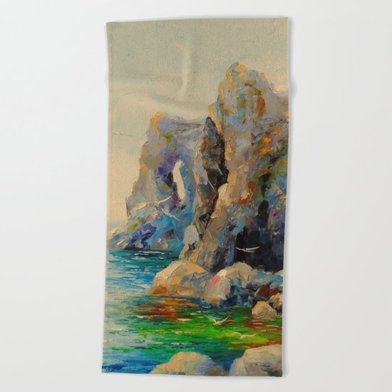 Rocks on the beach Beach Towel