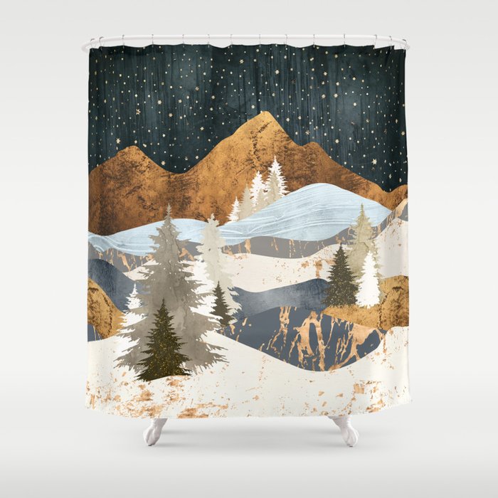 Winter Stars Shower Curtain