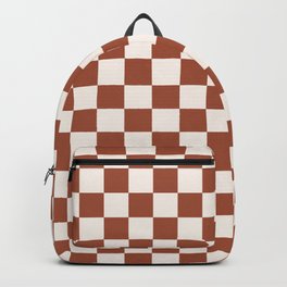 Check Rust Checkered Checkerboard Geometric Earth Tones Terracotta Modern Minimal Chocolate Pattern Backpack