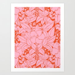 Hibiscus Damask - Red Art Print