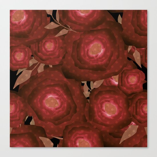 Retro decor. Red flowers . Canvas Print