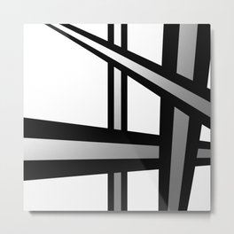 Bold Metallic Beams - Minimalistic, abstract black and white artwork Metal Print | Acrylic, Modern, Simplistic, Geometry, Metallic, Geometric, Graphicdesign, Metaleffect, Black and White, Abstract 