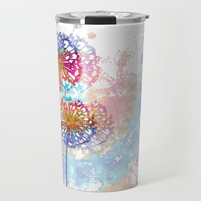 Colorful Floral Art - Dandelion Dreams Travel Mug