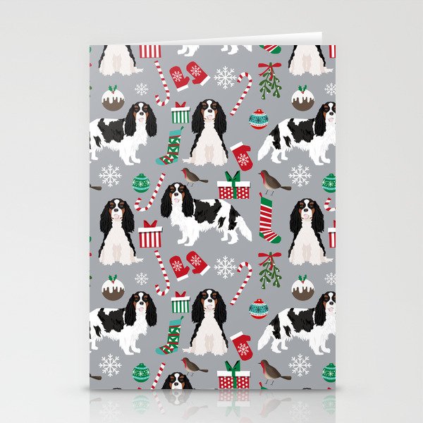Cavalier King Charles Spaniel black and white christmas dog gifts pet friendly Stationery Cards