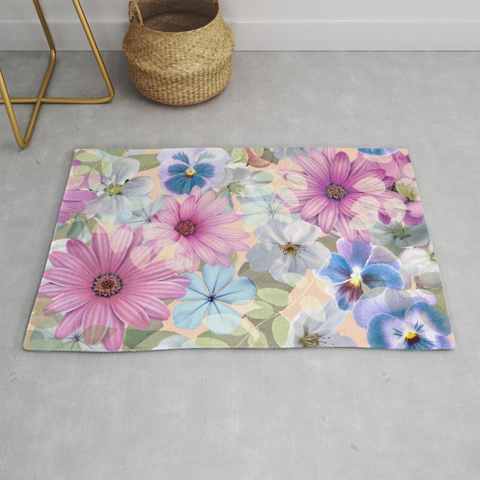 Pink and blue floral pattern Rug