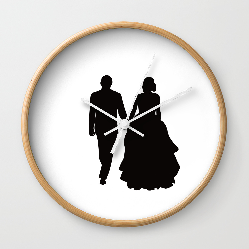 Wedding Couple Silhouette Design For Weddings Wall Clock by melindatodd