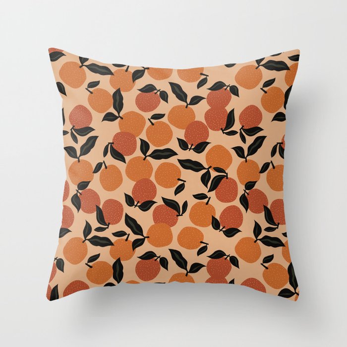 Seamless Citrus Pattern / Oranges Throw Pillow