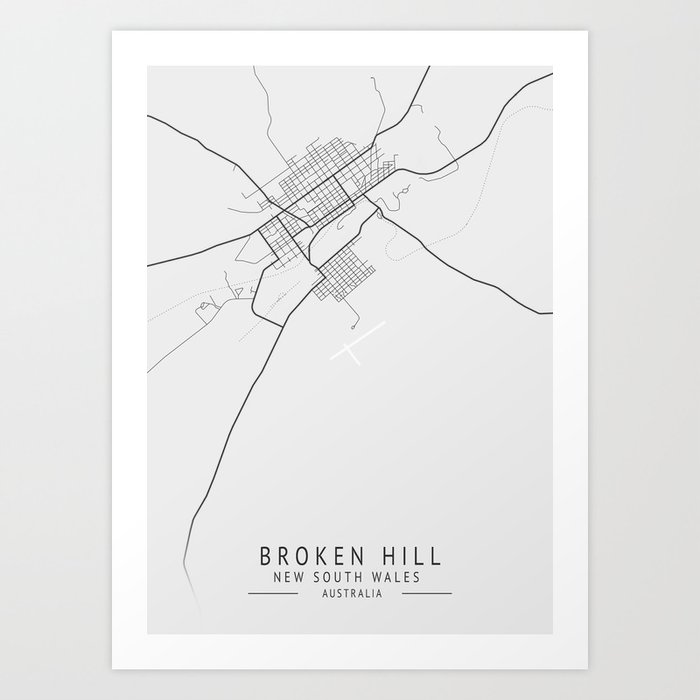 Broken Hill New South Wales Australia Gray City Map Art Print by CT