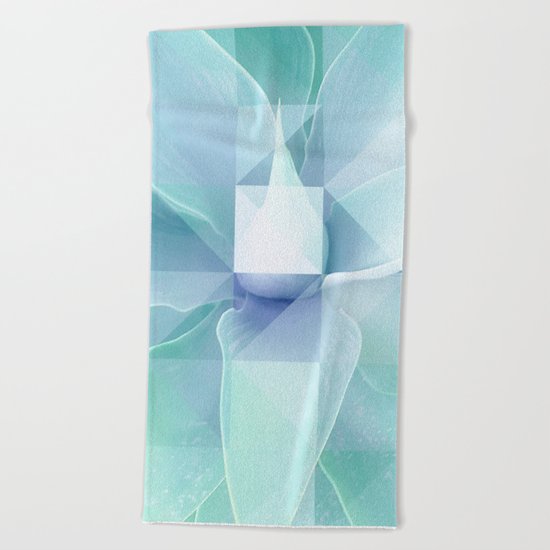 Soft Geo Agave - Aqua and blue Beach Towel