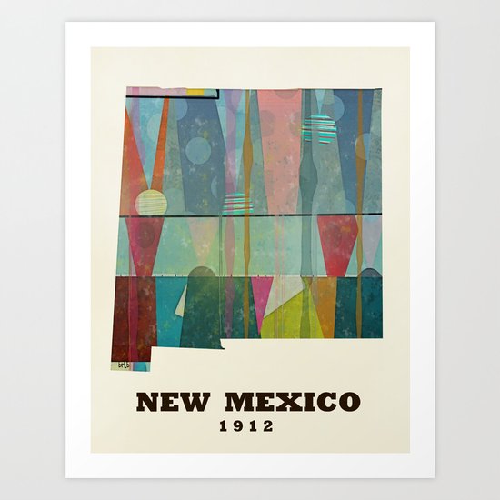 new mexico map modern Art Print
