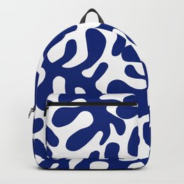 Aquamarine Matisse cut outs seaweed pattern on white background Backpack
