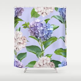 Beautiful hydrangea flowers and leaves pattern  Shower Curtain