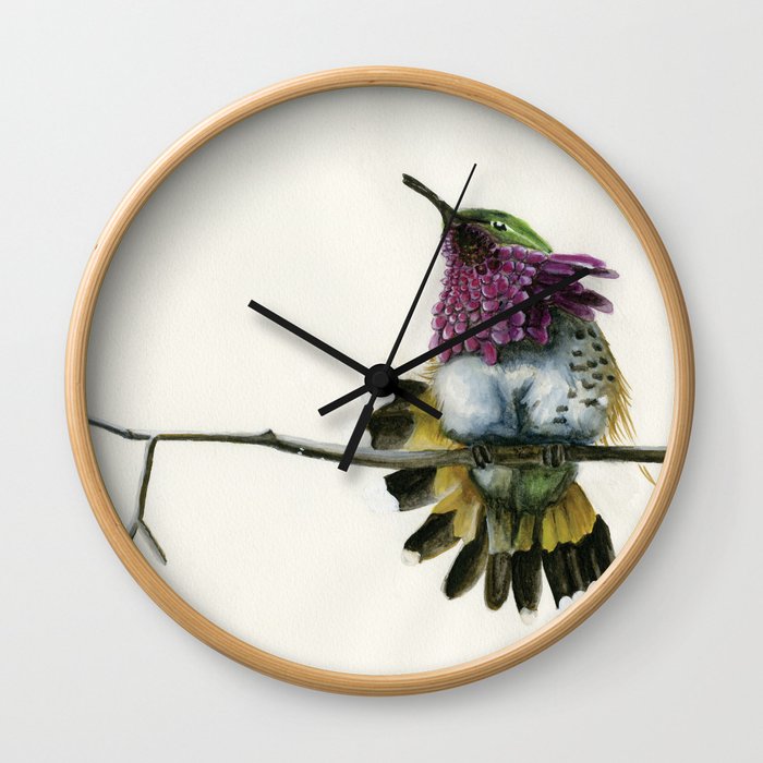 Hummingbird on a branch Wall Clock