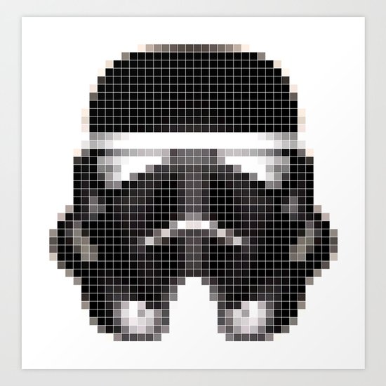 Stormtrooper Helmet Pixel Inverted Art Print