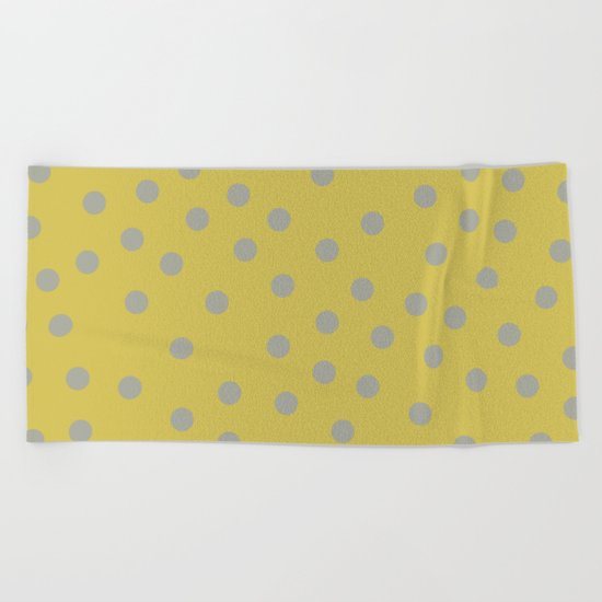 Simply Dots Retro Gray on Mod Yellow Beach Towel
