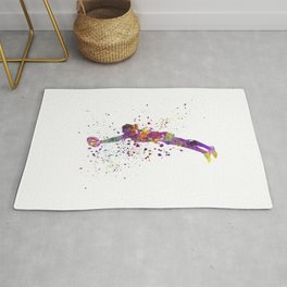 Women's rugby in watercolor Rug | Fitness, Athlete, Sportsman, Woman, Jump, Rugby, Drawing, Competition, Design, Silhouette 