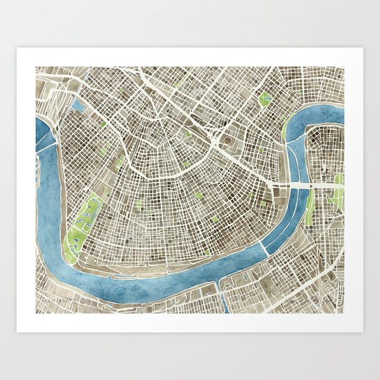New Orleans City Map Art Print