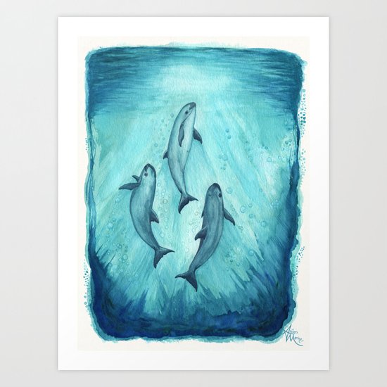 "Song of the Vaquita" by Amber Marine ~ Watercolor Painting, (c) 2015 Art Print