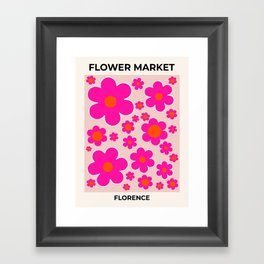Flower Market Print Retro Flower Florence Flower Market Abstract Floral Art Pink Flowers Botanical Framed Art Print
