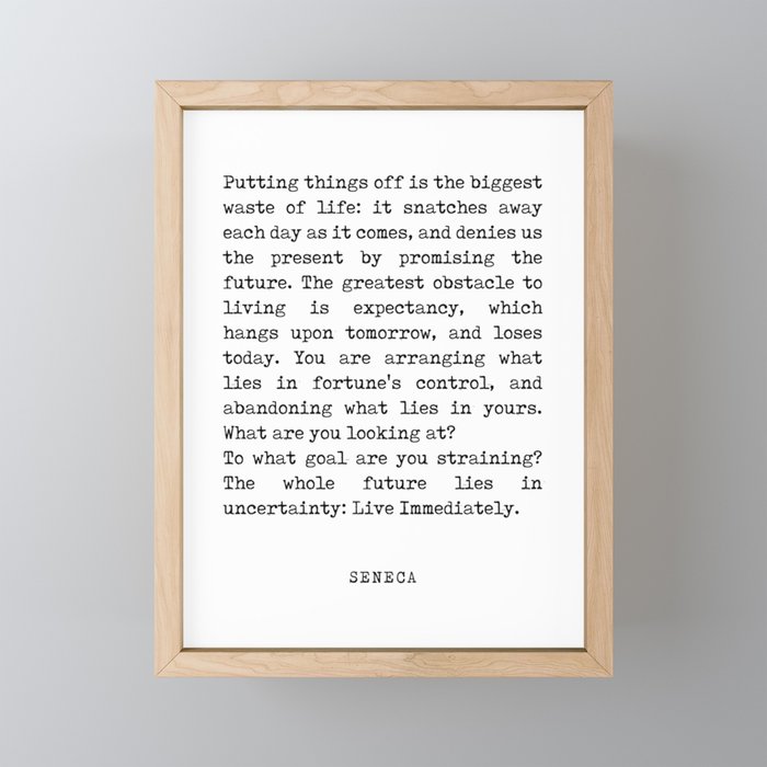 The greatest obstacle - Seneca Poem - Literature - Typewriter Print Framed Mini Art Print