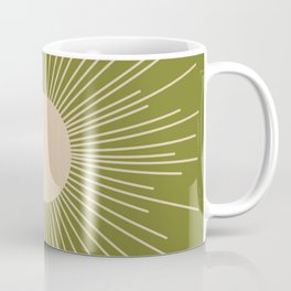 Mid-Century Modern Sunburst - Minimalist Sun in Mid Mod Beige and Olive Green Mug