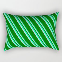 [ Thumbnail: Green, Powder Blue & Dark Green Colored Lines Pattern Rectangular Pillow ]