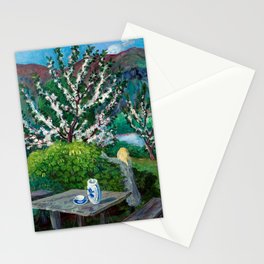 Mother and Children by the Garden Table by Nikolai Astrup Stationery Card