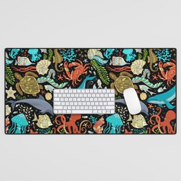 Underwater animals and plants pattern Desk Mat