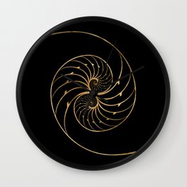 Nautilus Shells - Golden Pair Wall Clock