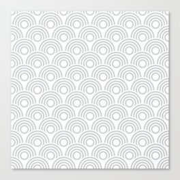 Art Deco Silver & White Circles Pattern Canvas Print