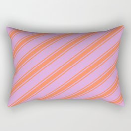 [ Thumbnail: Plum & Coral Colored Lines/Stripes Pattern Rectangular Pillow ]