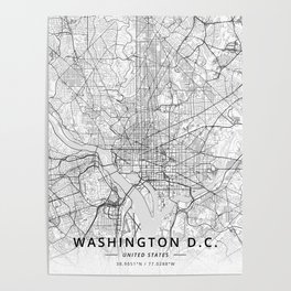 Washington D.C., United States - Light Map Poster