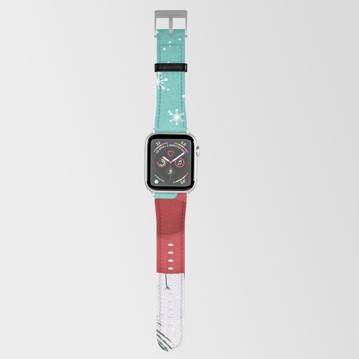 Whimsical Holiday Cardinal 2 Candy Cane Apple Watch Band