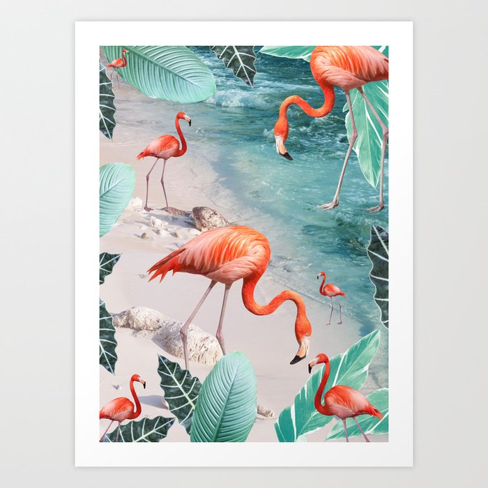 Caribbean Flamingo Dream #1 #wall #decor #art #society6 Art Print