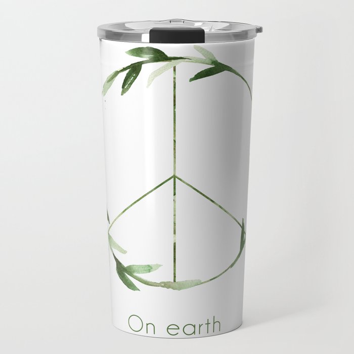 Peace On Earth with Peace Sign Simple Minimalist Original Design Travel Mug