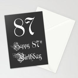 [ Thumbnail: Happy 87th Birthday - Fancy, Ornate, Intricate Look Stationery Cards ]