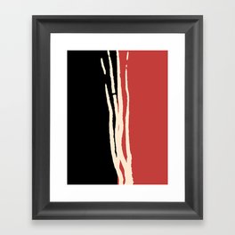 Abstract Line Art Black Red Beige Framed Art Print