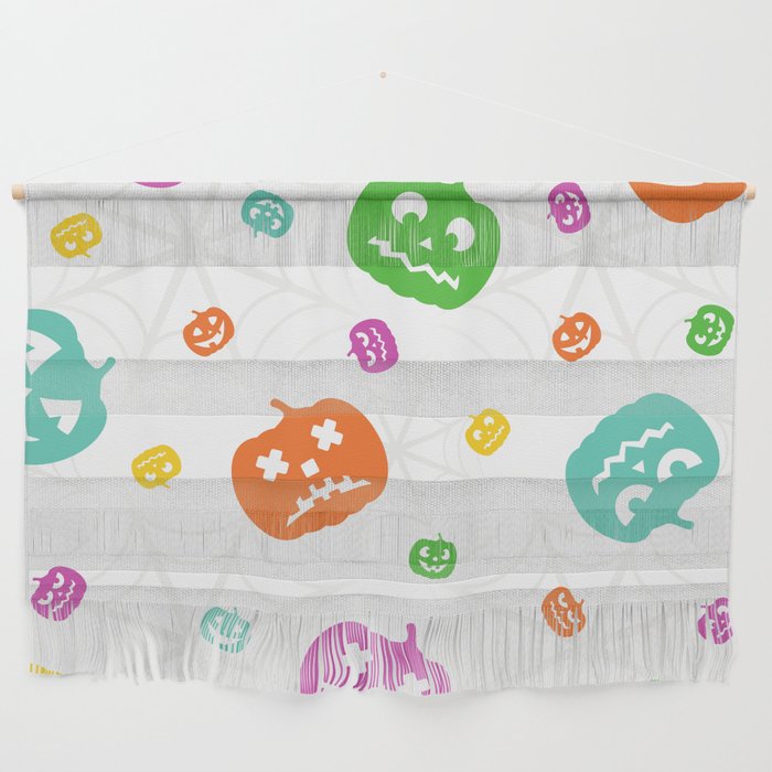 Halloween Pattern with Pumpkins Wall Hanging