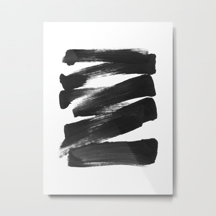 Black Brushstrokes Abstract Ink Painting Metal Print By Mininst