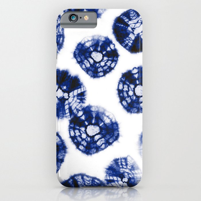 Shibori Kumo dots blue & white iPhone Case